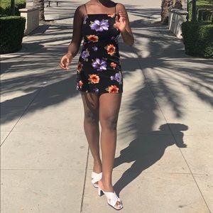Black floral mini dress